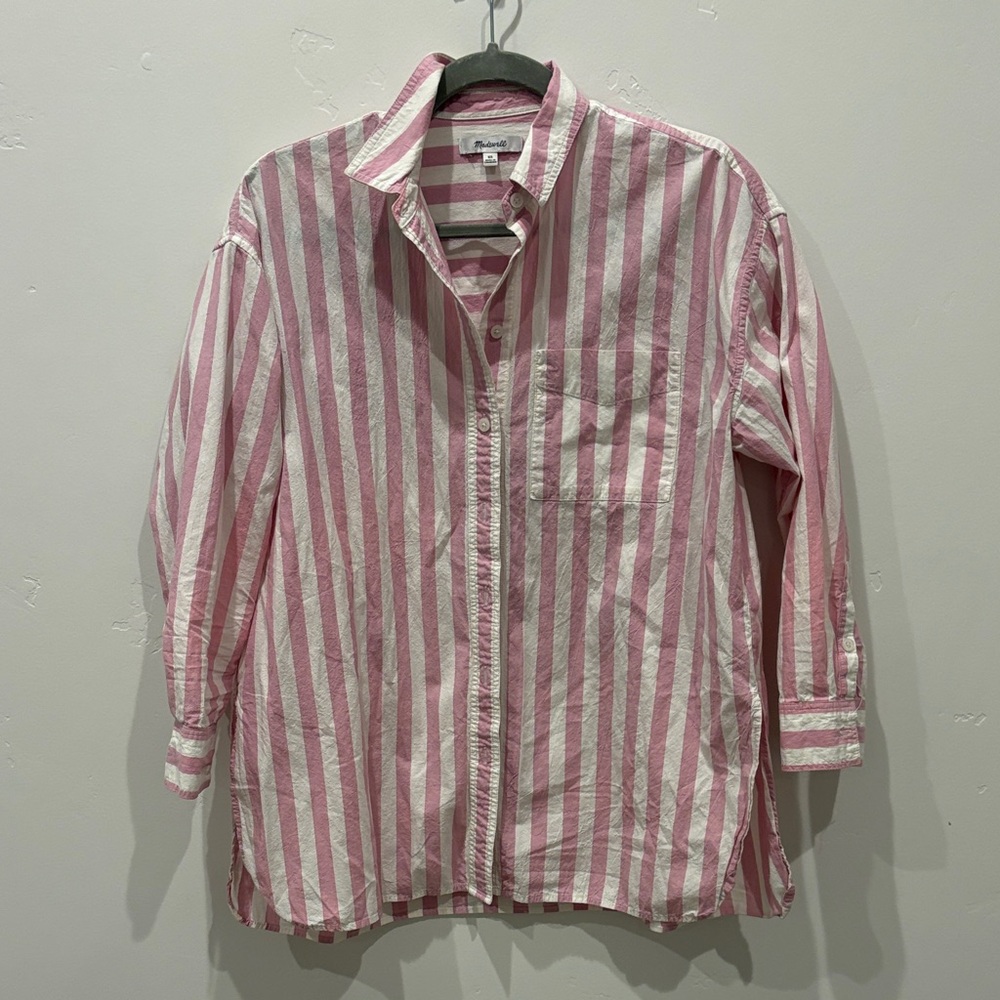 Madewell Pink and White Striped Shirt